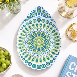 Jonathan Adler Oval Peacock Melamine Platter Palm Springs Vibe Outdoor Entertain